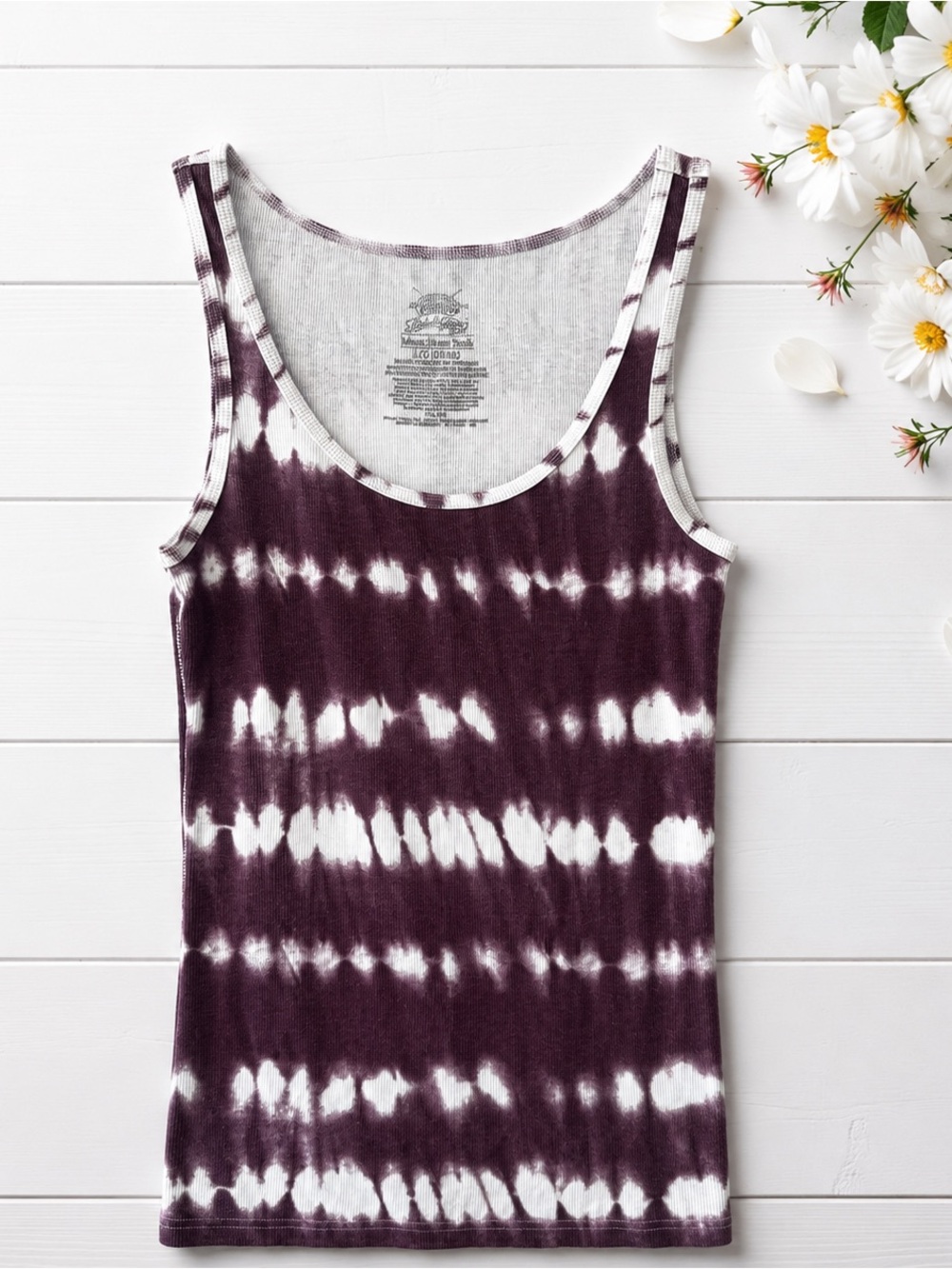 Y2K tank top womens large Purple Tie-Dye scoop neck layering top
